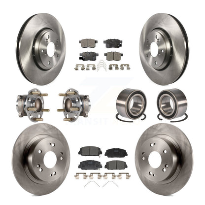 Hub Bearings Disc Brake Rotors And Pads Front Rear Kit (10Pc) For Honda Accord