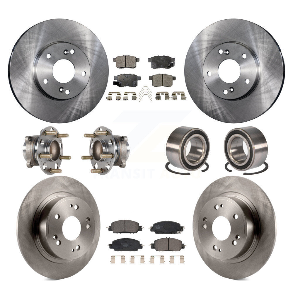 Hub Bearings Disc Brake Rotors And Pads Front Rear Kit (10Pc) For Honda Accord
