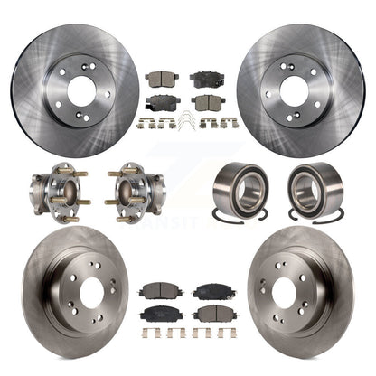 Hub Bearings Disc Brake Rotors And Pads Front Rear Kit (10Pc) For Honda Accord