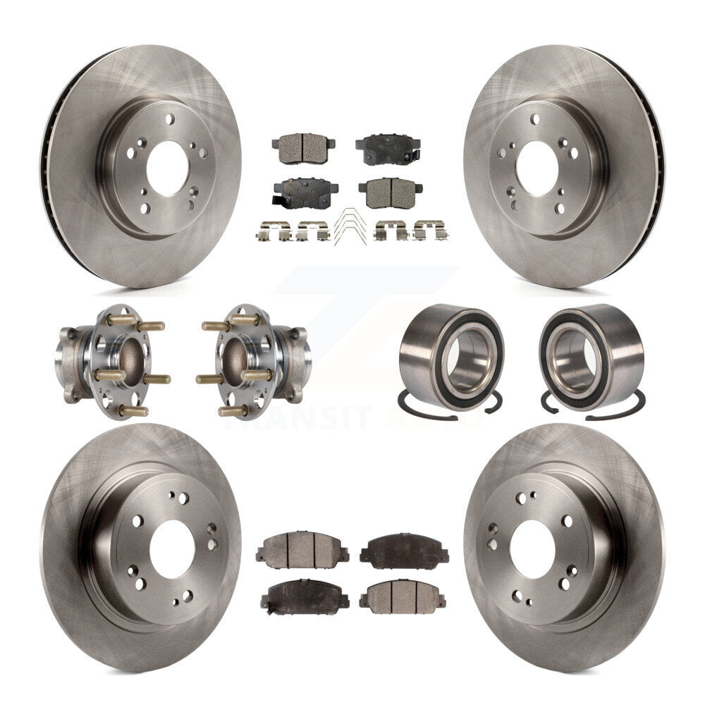 Hub Bearings Disc Brake Rotors And Pads Front Rear Kit (10Pc) For Honda Accord