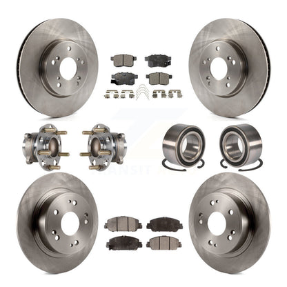 Hub Bearings Disc Brake Rotors And Pads Front Rear Kit (10Pc) For Honda Accord