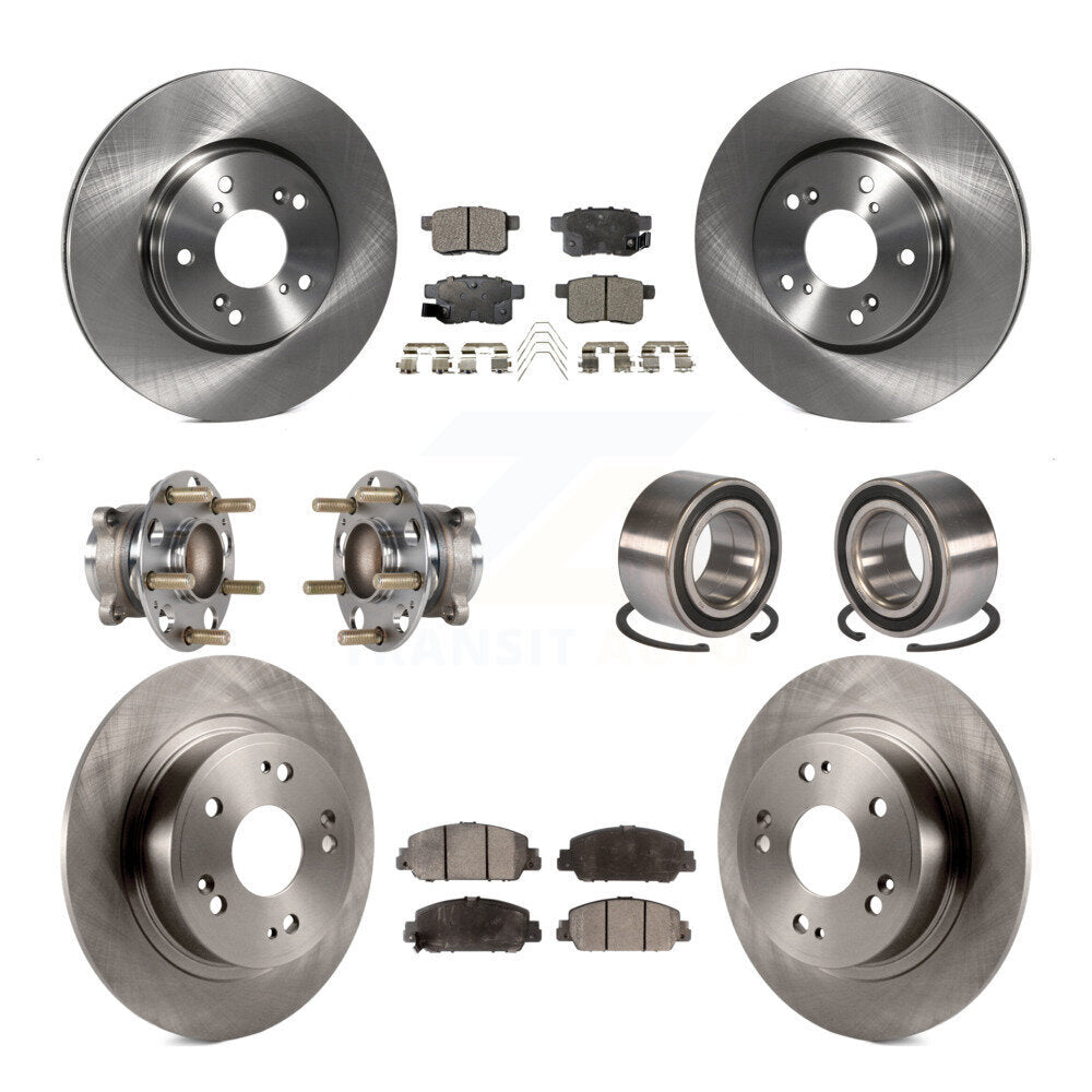Hub Bearings Disc Brake Rotors And Pads Front Rear Kit (10Pc) For Honda Accord