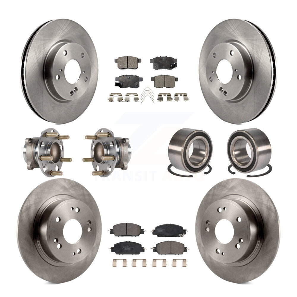 Hub Bearing Brake Rotor And Pad Front Rear Kit (10Pc) For 2017 Honda Accord LX-S