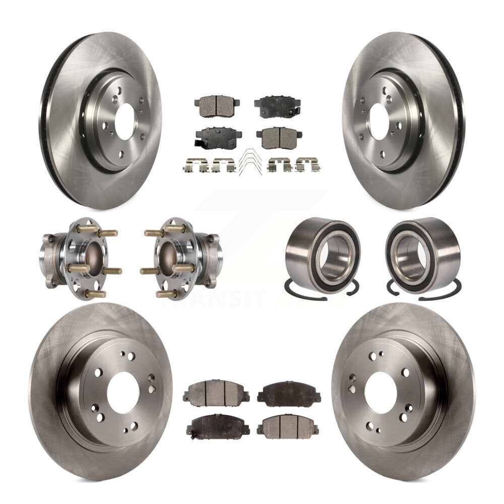 Hub Bearings Disc Brake Rotors And Pads Front Rear Kit (10Pc) For Honda Accord