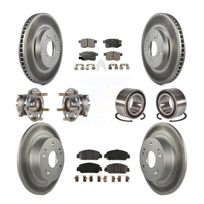 Hub Bearing Coated Disc Brake Rotor & Pad Front Rear Kit (10Pc) For Honda Accord