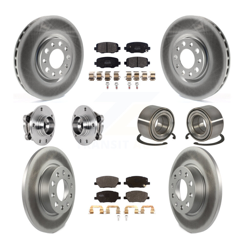 Hub Bearing Coated Brake Rotor Pad Front Rear Kit (10Pc) For 16-18 Fiat 500X AWD