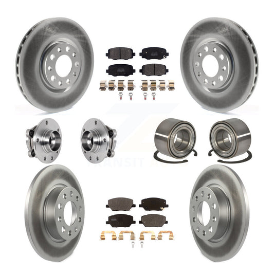 Hub Bearing Coated Brake Rotor Pad Front Rear Kit (10Pc) For 16-18 Fiat 500X AWD