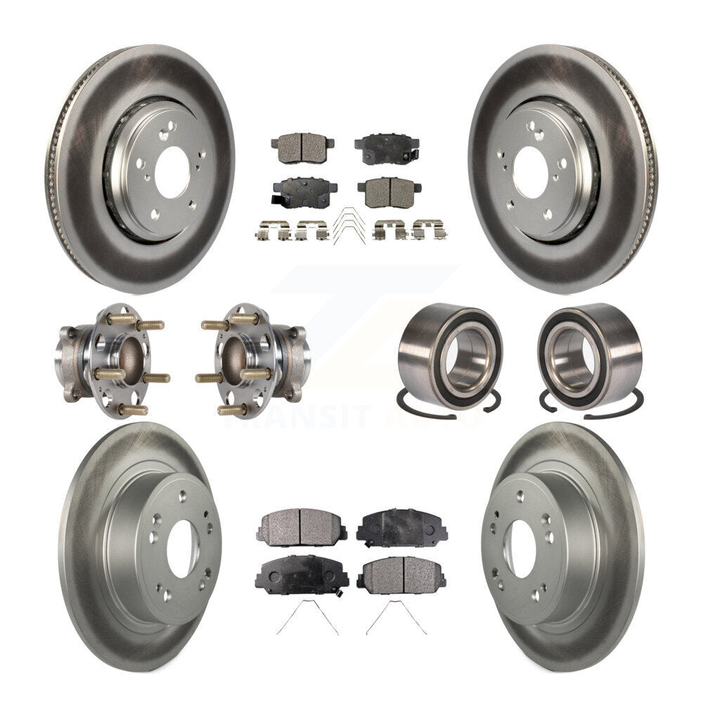 Hub Bearing Coated Disc Brake Rotor & Pad Front Rear Kit (10Pc) For Honda Accord