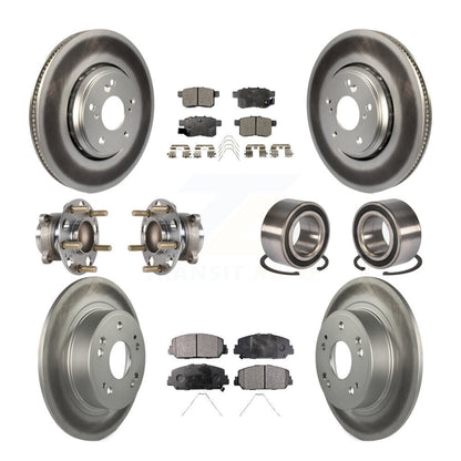 Hub Bearing Coated Disc Brake Rotor & Pad Front Rear Kit (10Pc) For Honda Accord