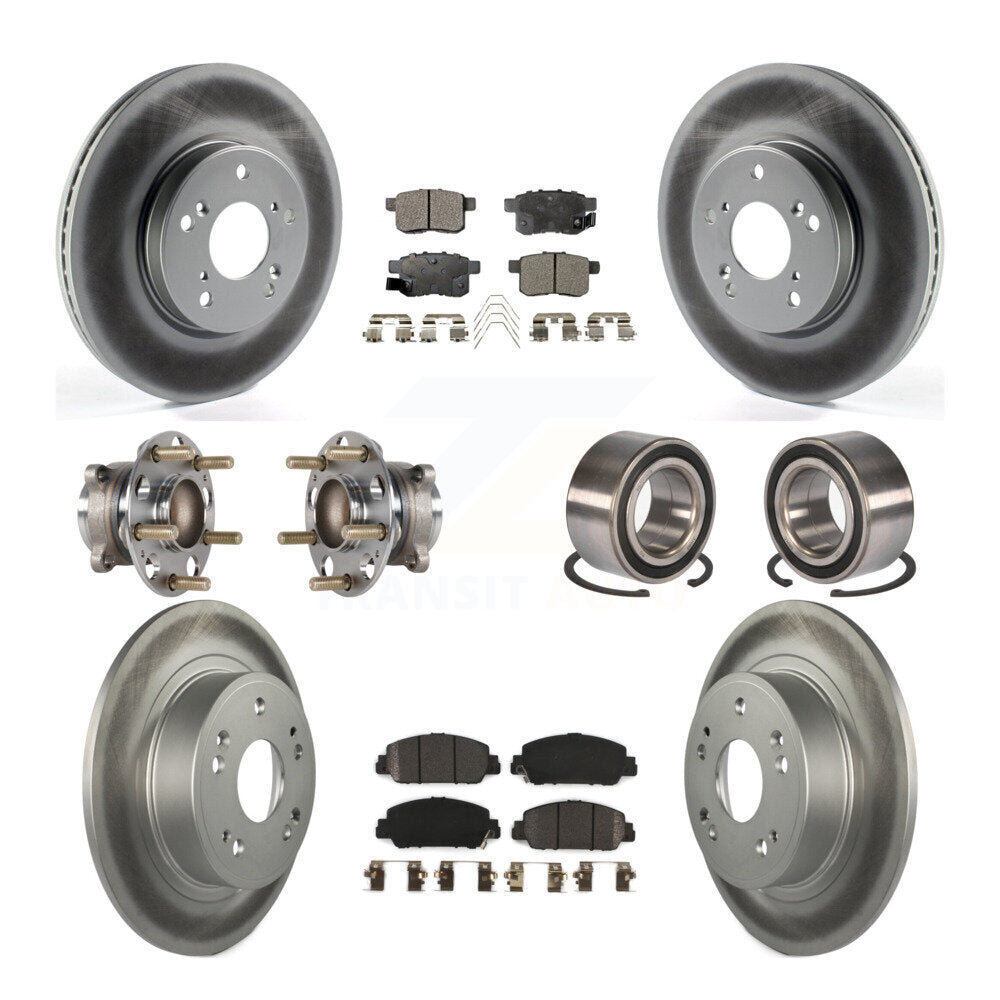 Hub Bearing Coated Disc Brake Rotor & Pad Front Rear Kit (10Pc) For Honda Accord