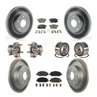 Hub Bearing Coated Disc Brake Rotor & Pad Front Rear Kit (10Pc) For Honda Accord
