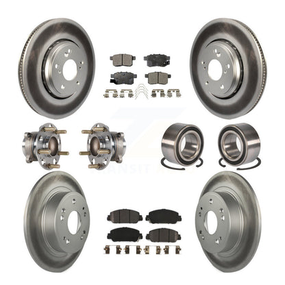 Hub Bearing Coated Disc Brake Rotor & Pad Front Rear Kit (10Pc) For Honda Accord