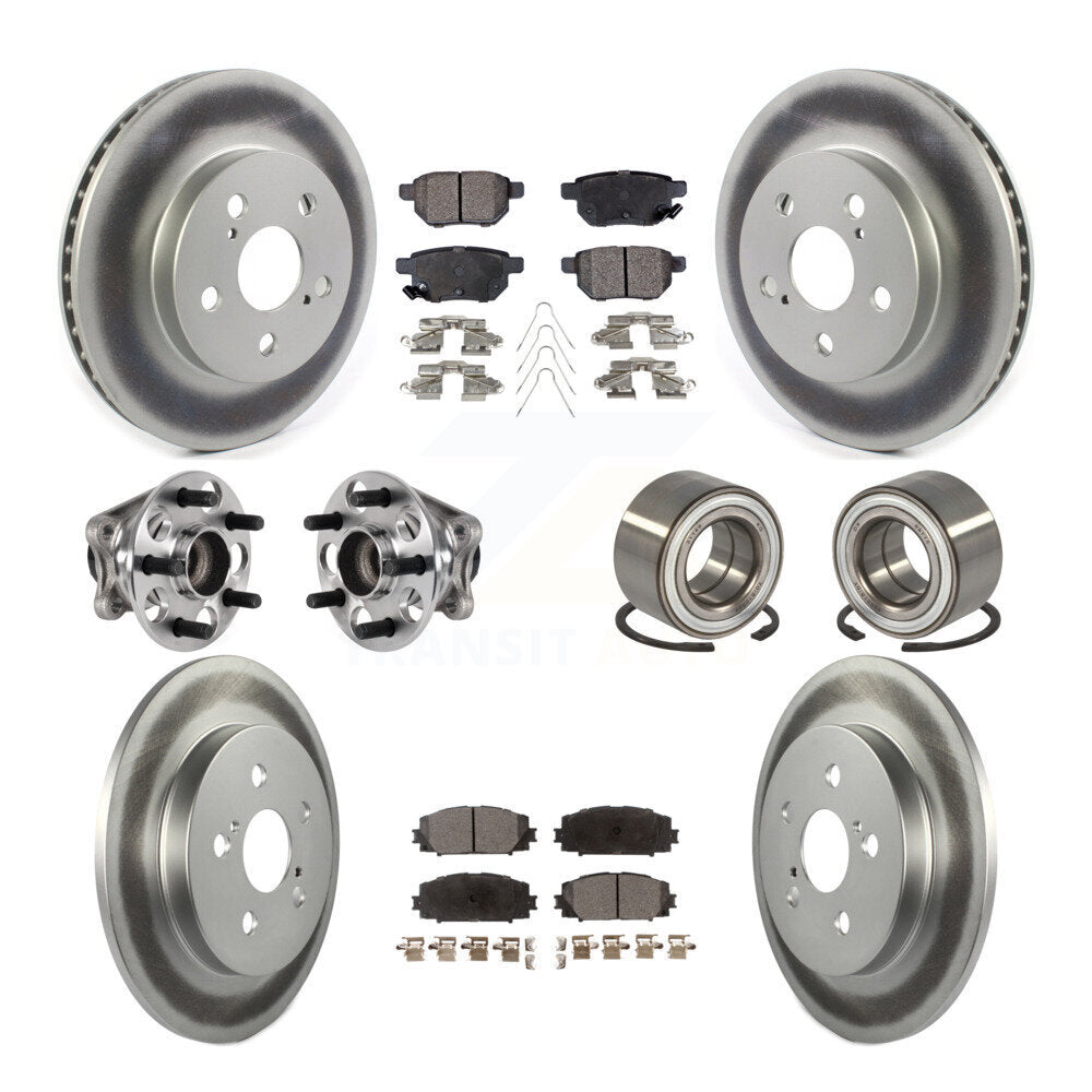 Hub Bearing Coated Brake Rotor Pads Front Rear Kit (10Pc) For Toyota Prius Prime