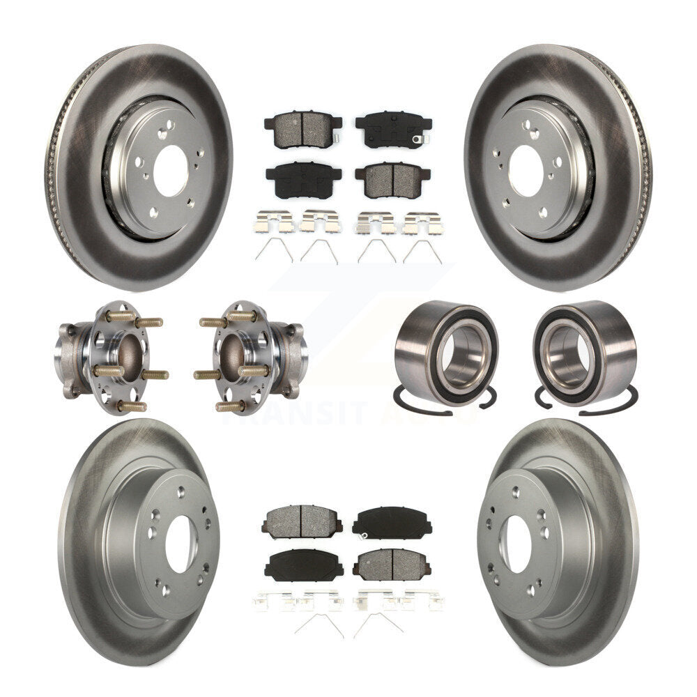 Hub Bearing Coated Disc Brake Rotor & Pad Front Rear Kit (10Pc) For Honda Accord