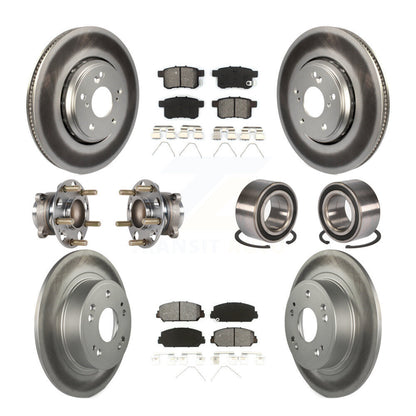 Hub Bearing Coated Disc Brake Rotor & Pad Front Rear Kit (10Pc) For Honda Accord