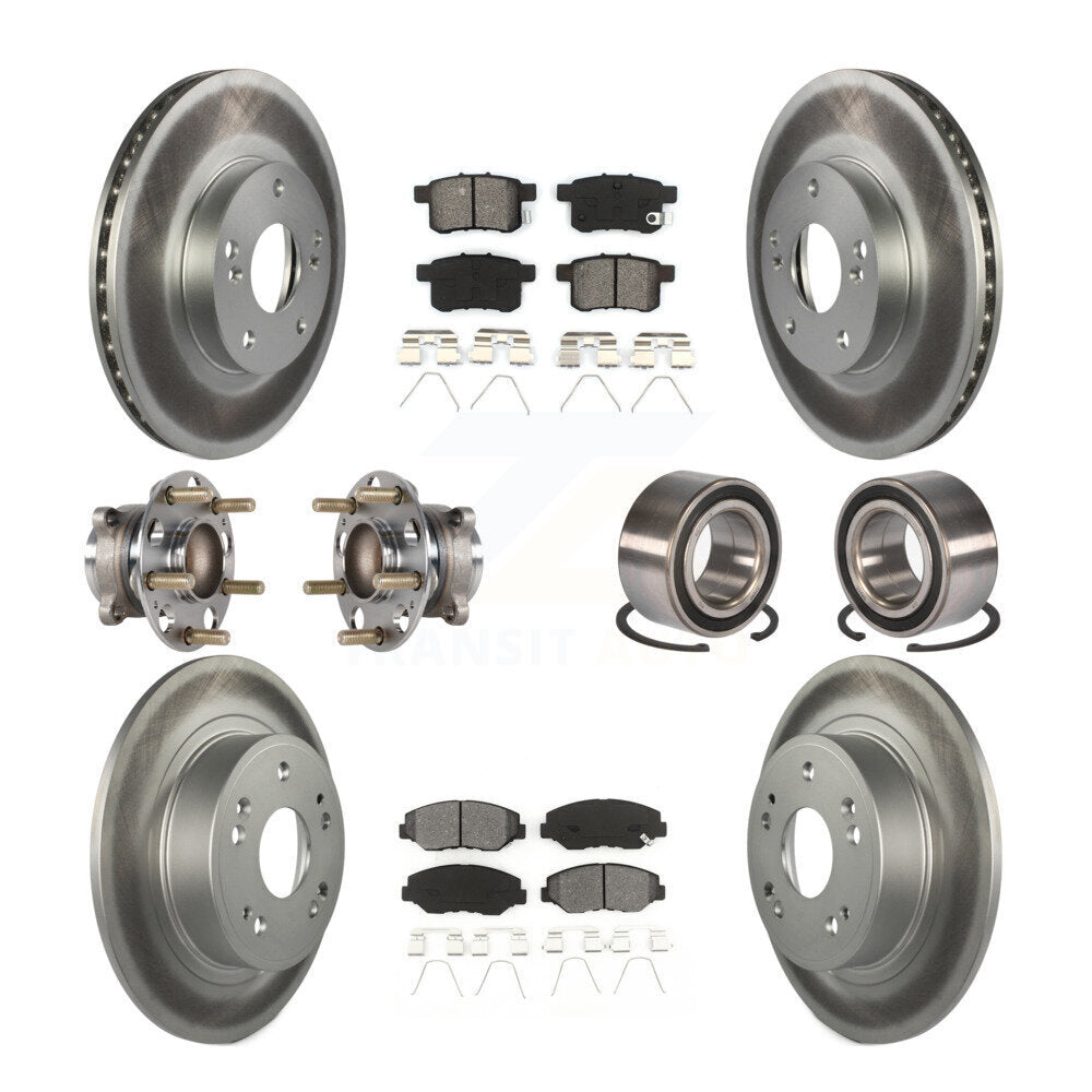 Hub Bearing Coated Disc Brake Rotor & Pad Front Rear Kit (10Pc) For Honda Accord