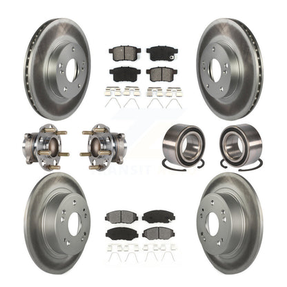 Hub Bearing Coated Disc Brake Rotor & Pad Front Rear Kit (10Pc) For Honda Accord