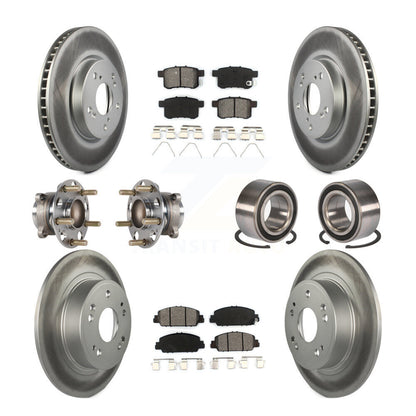 Hub Bearing Coated Disc Brake Rotor & Pad Front Rear Kit (10Pc) For Honda Accord