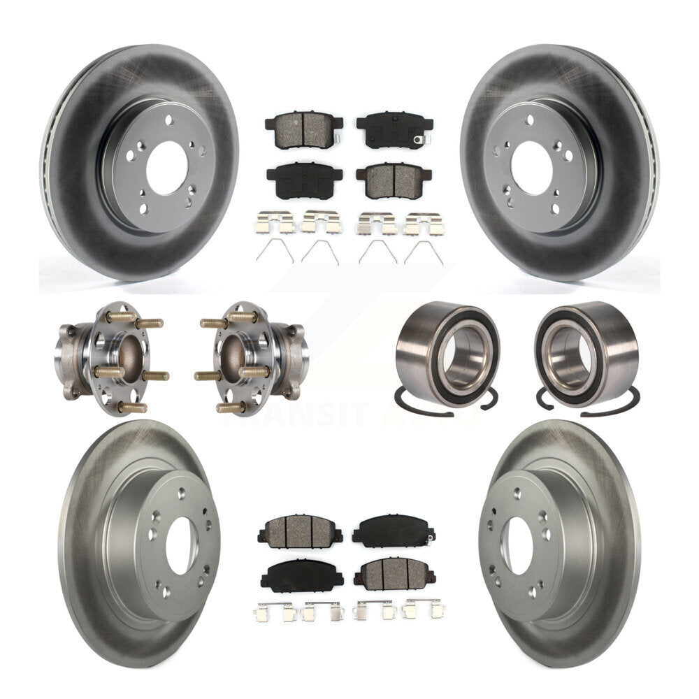 Hub Bearing Coated Disc Brake Rotor & Pad Front Rear Kit (10Pc) For Honda Accord