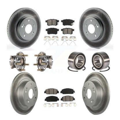 Hub Bearing Coated Disc Brake Rotor & Pad Front Rear Kit (10Pc) For Honda Accord