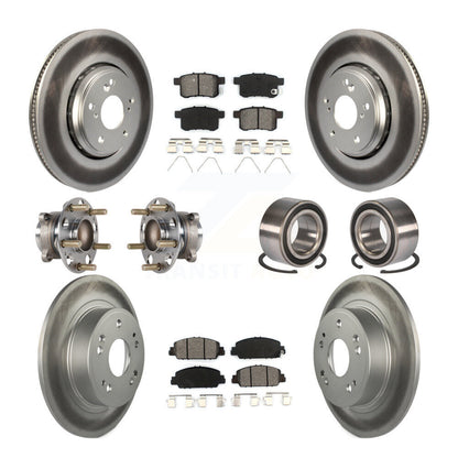 Hub Bearing Coated Disc Brake Rotor & Pad Front Rear Kit (10Pc) For Honda Accord