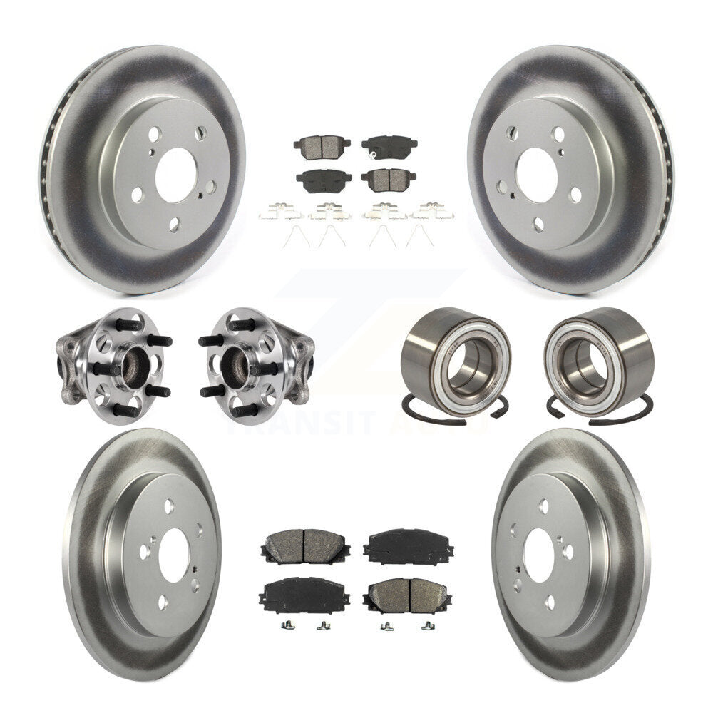 Hub Bearing Coated Brake Rotor Pads Front Rear Kit (10Pc) For Toyota Prius Prime