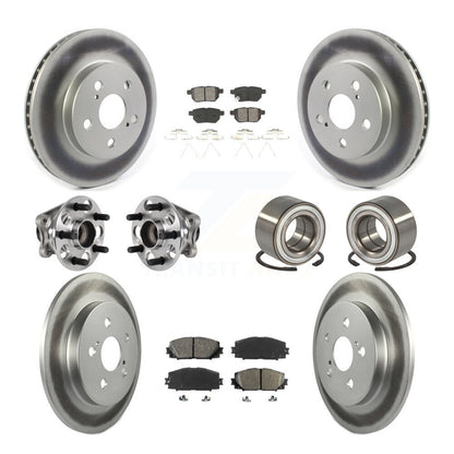 Hub Bearing Coated Brake Rotor Pads Front Rear Kit (10Pc) For Toyota Prius Prime