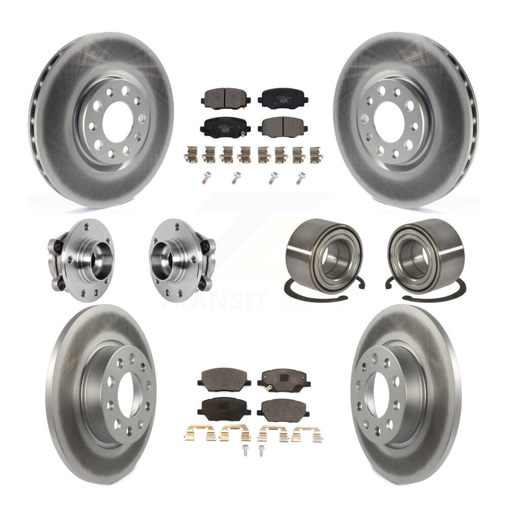 Hub Bearing Coated Brake Rotor Pad Front Rear Kit (10Pc) For 16-18 Fiat 500X AWD