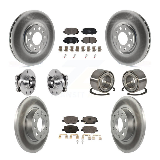 Hub Bearing Coated Brake Rotor Pad Front Rear Kit (10Pc) For 16-18 Fiat 500X AWD