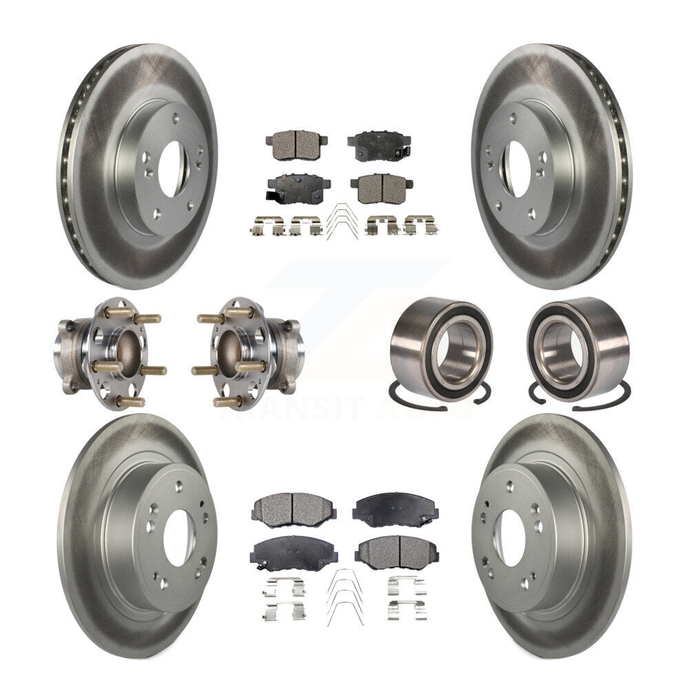Hub Bearing Coated Disc Brake Rotor & Pad Front Rear Kit (10Pc) For Honda Accord
