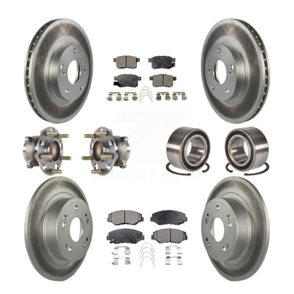 Hub Bearing Coated Disc Brake Rotor & Pad Front Rear Kit (10Pc) For Honda Accord