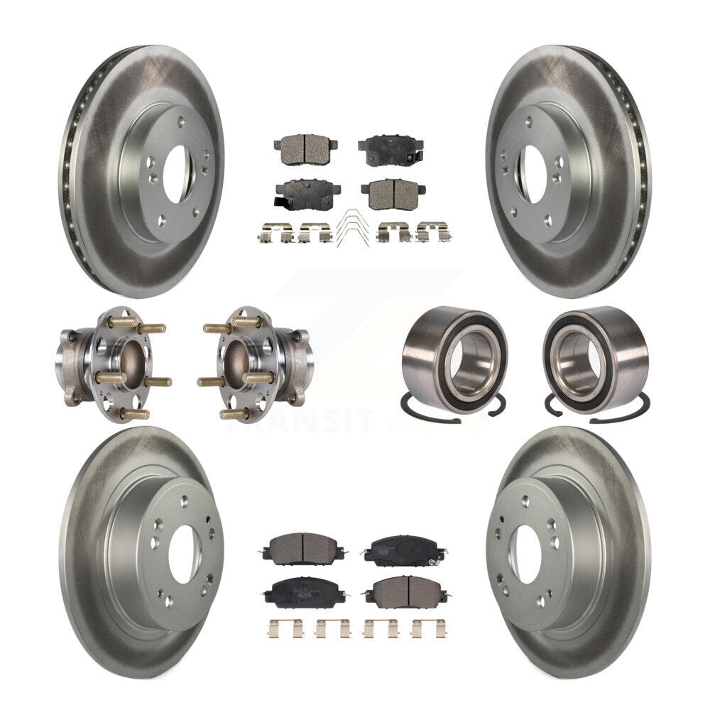Hub Bearing Coated Disc Brake Rotor & Pad Front Rear Kit (10Pc) For Honda Accord