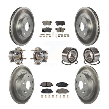 Hub Bearing Coated Disc Brake Rotor & Pad Front Rear Kit (10Pc) For Honda Accord