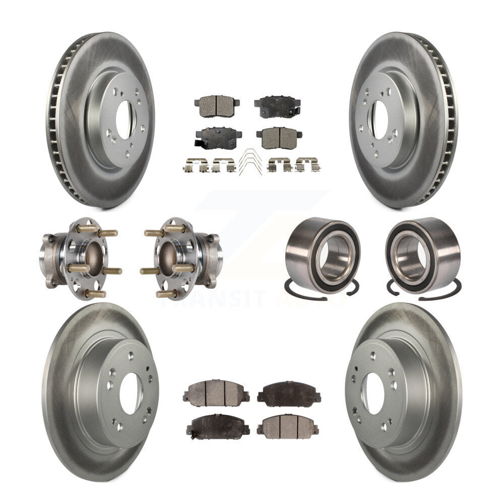 Hub Bearing Coated Disc Brake Rotor & Pad Front Rear Kit (10Pc) For Honda Accord