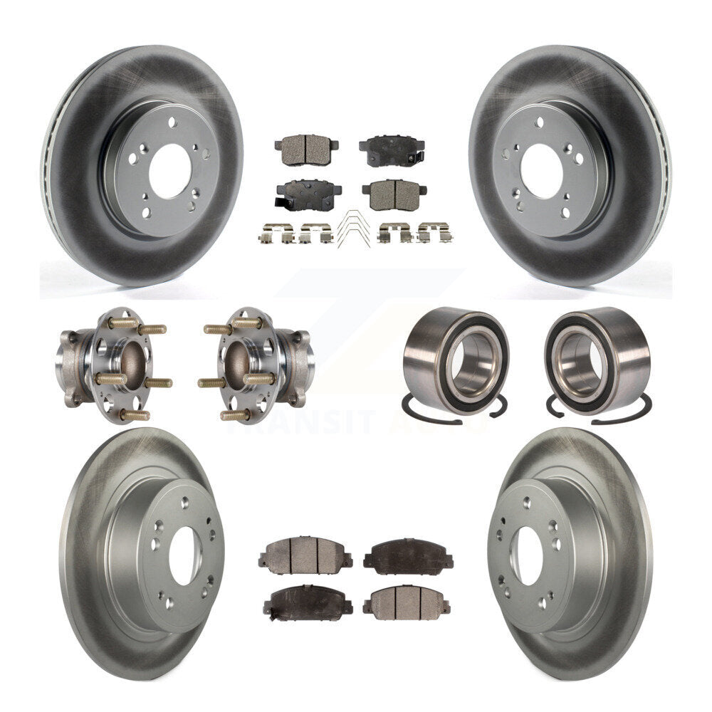 Hub Bearing Coated Disc Brake Rotor & Pad Front Rear Kit (10Pc) For Honda Accord