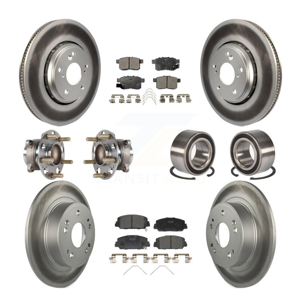 Hub Bearing Coated Disc Brake Rotor & Pad Front Rear Kit (10Pc) For Honda Accord