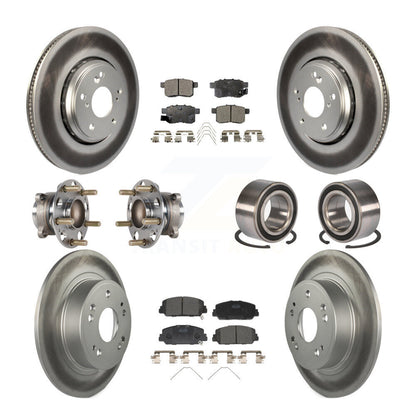 Hub Bearing Coated Disc Brake Rotor & Pad Front Rear Kit (10Pc) For Honda Accord