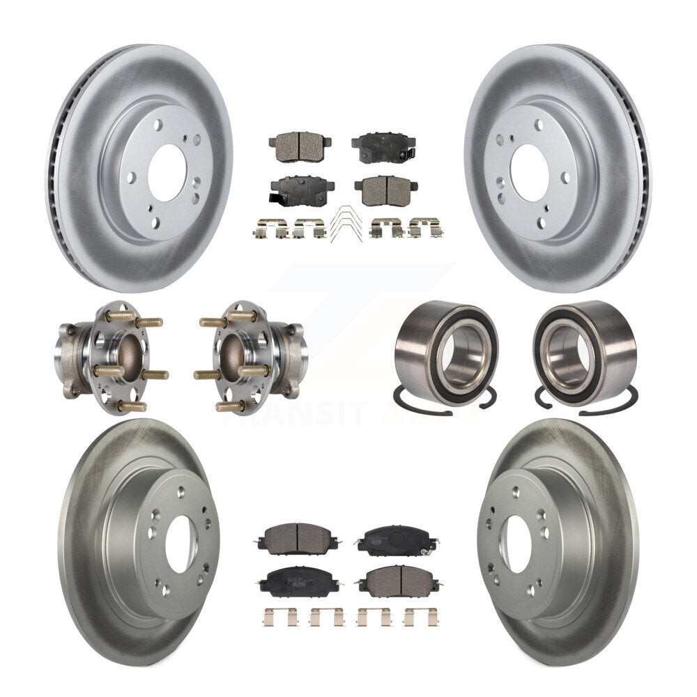 Hub Bearing Coat Brake Rotor Pads Front Rear Kit (10Pc) For 17 Honda Accord LX-S