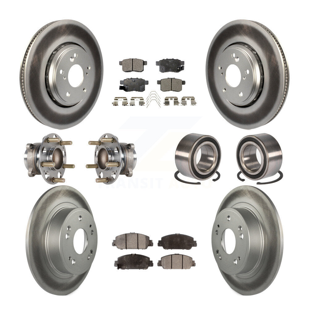 Hub Bearing Coated Disc Brake Rotor & Pad Front Rear Kit (10Pc) For Honda Accord
