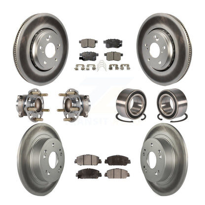 Hub Bearing Coated Disc Brake Rotor & Pad Front Rear Kit (10Pc) For Honda Accord