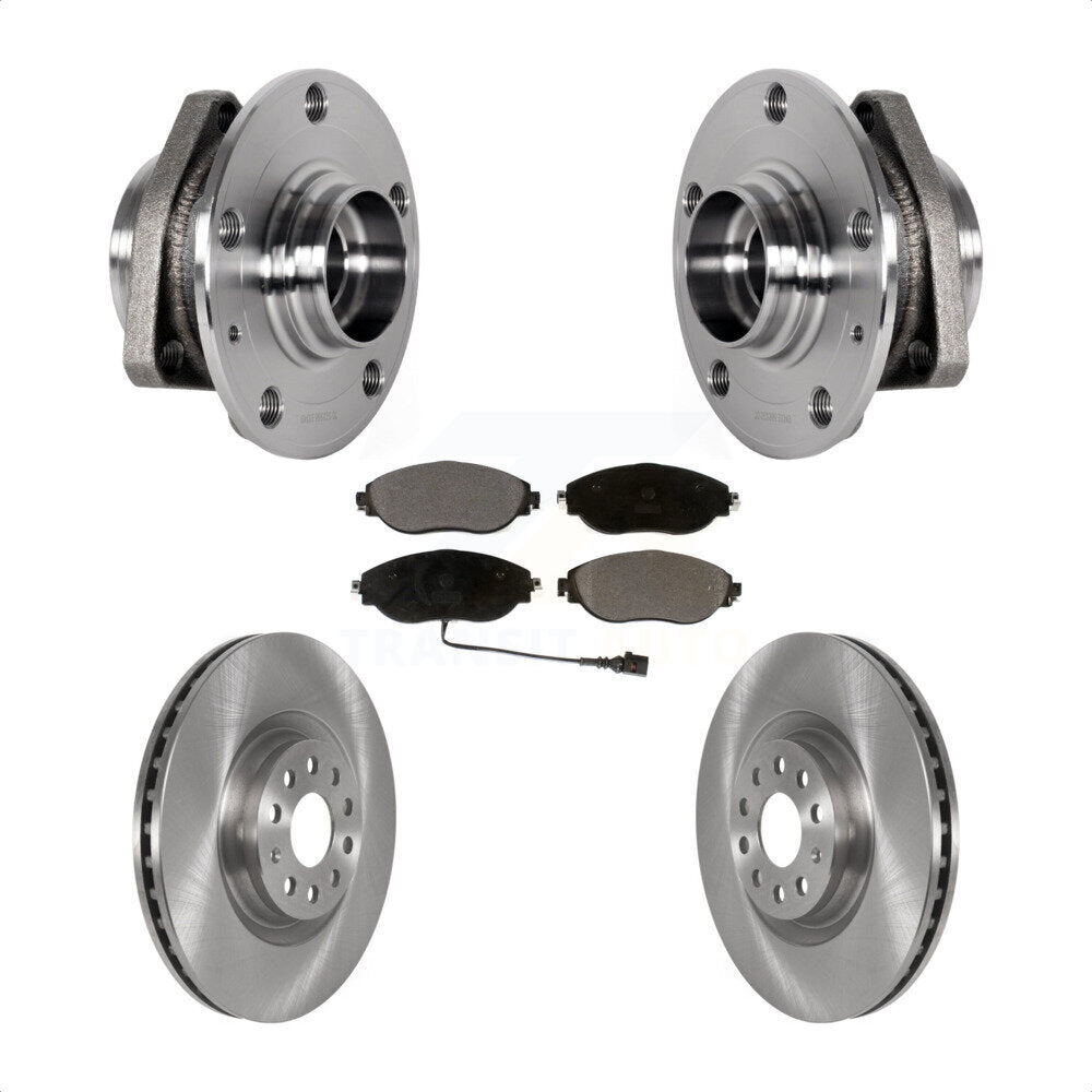 Hub Bearing Brake Rotor & Pad Front Kit For Audi S3 With 80mm Pilot Diameter