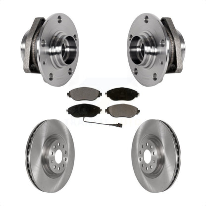 Hub Bearing Brake Rotor & Pad Front Kit For Audi S3 With 80mm Pilot Diameter