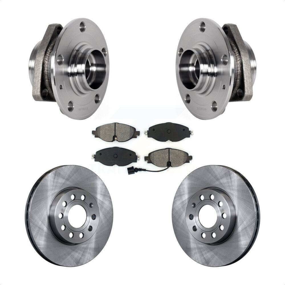 Hub Bearing Brake Rotor & Pad Front Kit For Audi A3 With 80mm Pilot Diameter