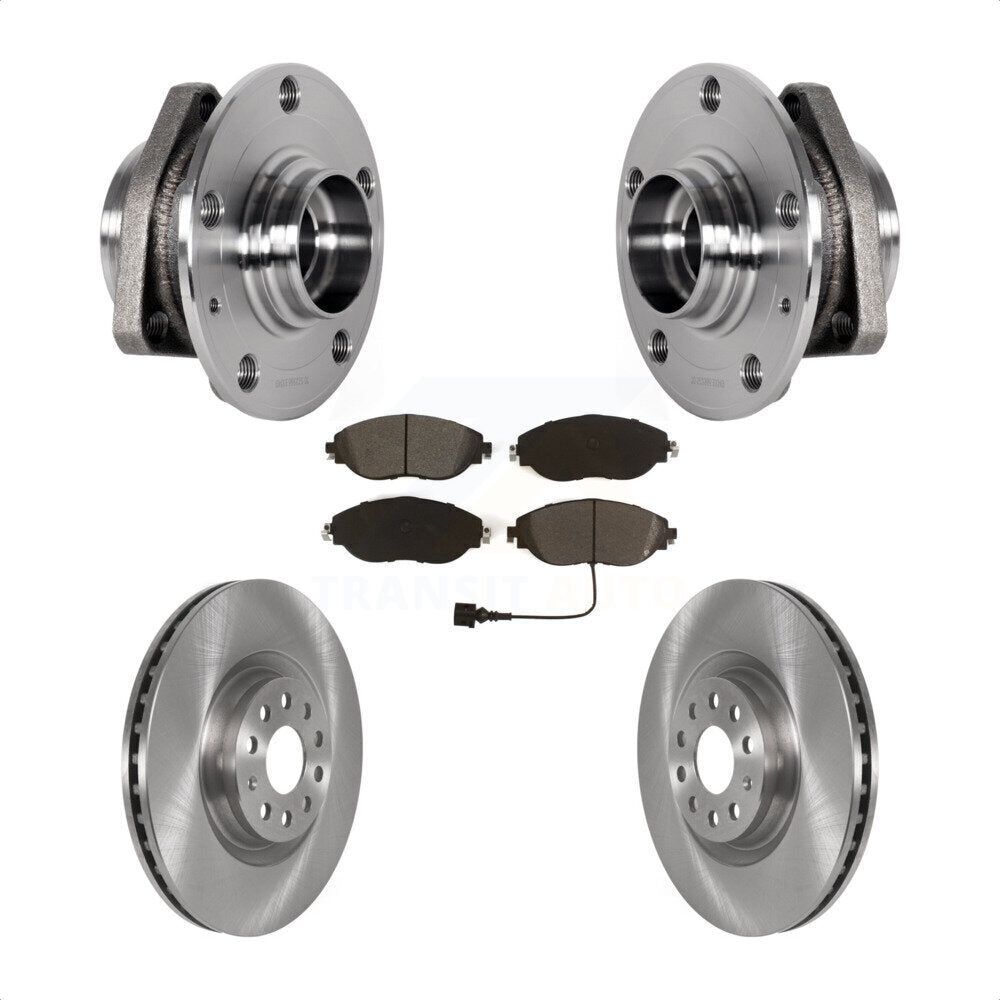 Hub Bearing Brake Rotor & Pad Front Kit For Audi S3 With 80mm Pilot Diameter