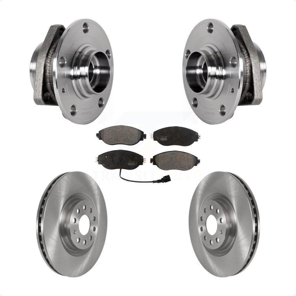 Hub Bearing Brake Rotor & Pad Front Kit For Audi S3 With 80mm Pilot Diameter