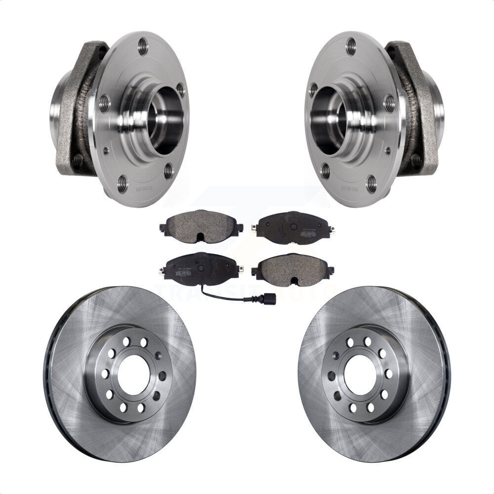 Hub Bearing Brake Rotor & Pad Front Kit For Audi A3 With 80mm Pilot Diameter