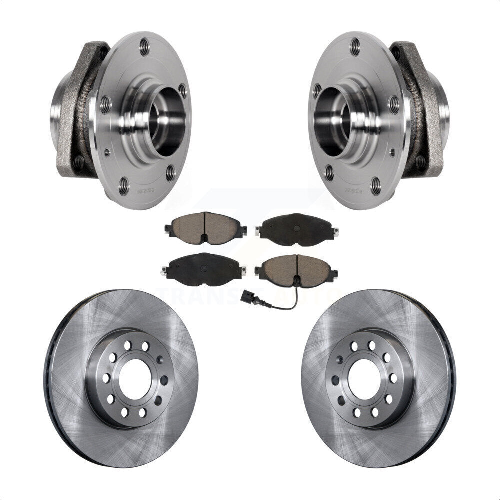 Hub Bearing Brake Rotor & Pad Front Kit For Audi A3 With 80mm Pilot Diameter