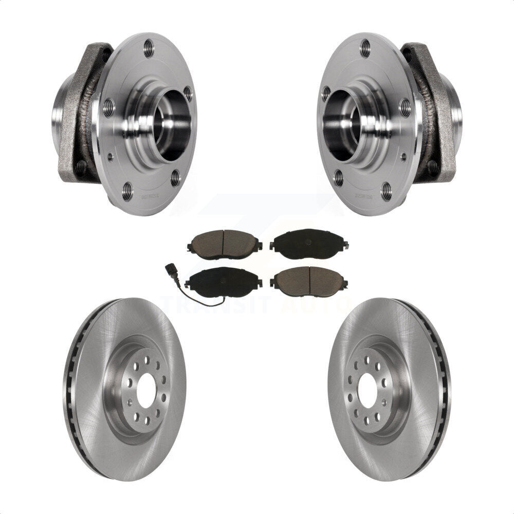 Hub Bearing Brake Rotor & Pad Front Kit For Audi S3 With 80mm Pilot Diameter