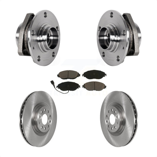 Hub Bearing Brake Rotor & Pad Front Kit For Audi S3 With 80mm Pilot Diameter