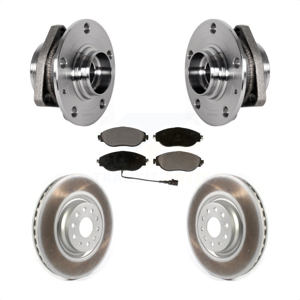 Hub Bearing Assembly Coated Disc Brake Rotors And Pads Front Kit For Audi S3